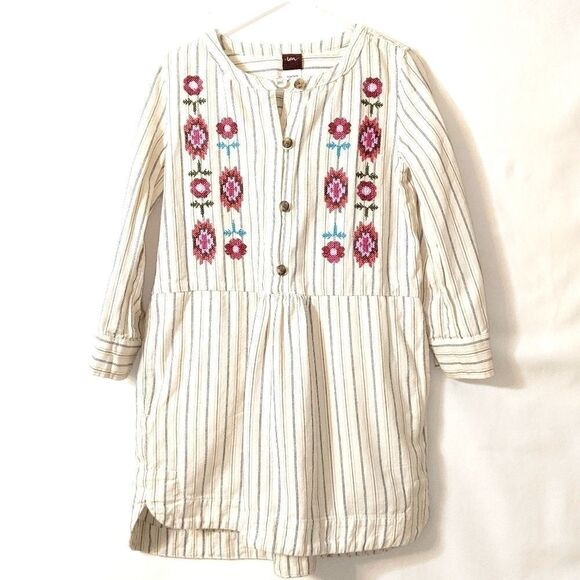 Girls Tea Dress with Embroidered Flowers Sz 4 - Picture 1 of 7